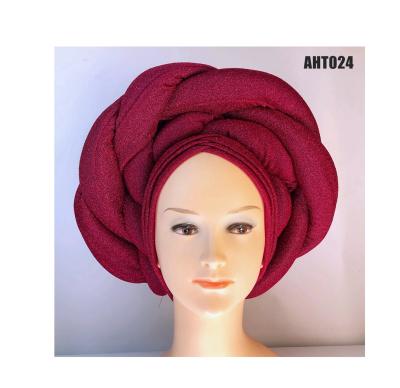 China 2021 African aso oke gele gold color viable Aso Oke headtie simple fashion African headtie for sale