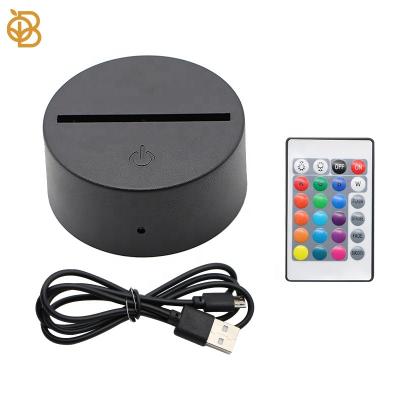 China 2022 best price 3d modern acrylic led lamp base usb cable remote control base ABS lamp and light key lamp remote control base for sale