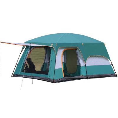 China 12 Person Two Bedroom Rainproof One Living Room Family Camping Tent 210T Multifunctional Rainproof Outdoor Camping Tent for sale