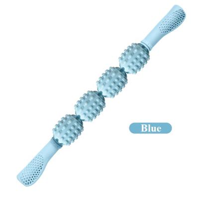 China 4 Beautiful Hedgehog Balls Muscle Relaxation Artifact Fitness Legs Roll Back Fascia Female Handheld Yoga Leg Mace Massage Four Wheel Stick for sale