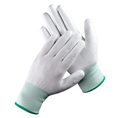 China Agriculture Factory Direct Knitted Nylon Anti-Static PU ESD Finger Coated Gray White Electronic Hand Safety Work Protective Gloves for sale