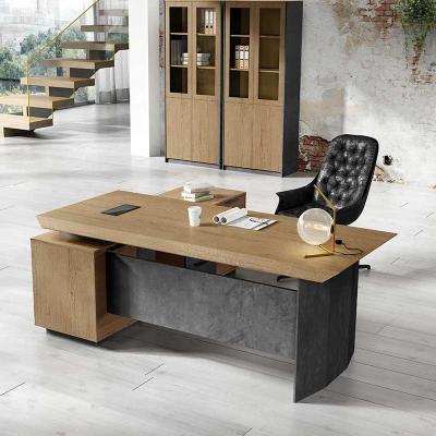 China Foshan Factory Modern Extendable Home Office Escritorio Computer Table Executive Desk With Side Cabinet for sale