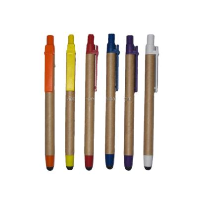 China Promotional Pen Craft Eco-friendly Barrel Paper Pen With Stylus Touch for sale