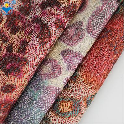 China Glitter Abrasion-Resistant Colorful Fabric Mesh Synthetic Leather For Shoes for sale