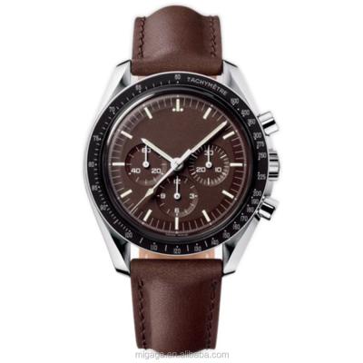 China Muti- Functional Chronograph Mechanical Mechanical Watch with Genuine Leather Strap for sale