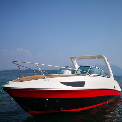 China Small fiberglass 24ft cabin yacht boat fiberglass speed boat with outboard motor or stern drive motor for sale