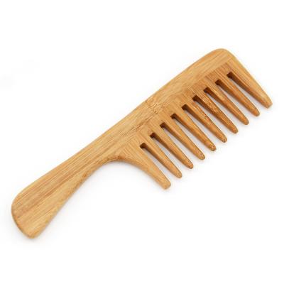 China Home Detangling Bamboo Hair Comb Eco-friendly Private Label Natural Wooden Wide Tooth Comb For Women for sale