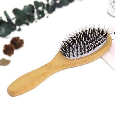 China Custom Oval Cushion Wholesale Detangling Hair Brush Design Bamboo Premium Private Label Wig Hair Extension Brush for sale