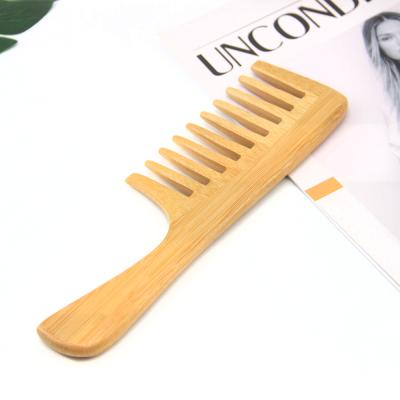 China Good Price 100% Natural Bamboo Wide Tooth Hair Comb Professional Home Grooming Comb With Private Label for sale