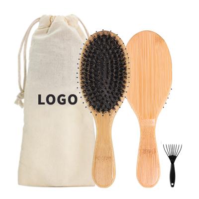 China Wholesale Bamboo Manufacture Blend Soft Nylon Cushion Hair Brush Private Label Boar Stiffens Hair Massage Brush for sale