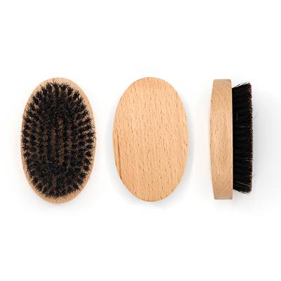 China 360 Wave Boar Bristle Beard Brush New Arrival Soft Curved Small Size Small Size Wood Handle Beard Brush Nondisposable for sale