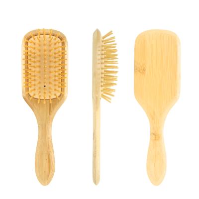 China Custom Natural Bamboo Eco-Friendly Paddle Paddle Brush Comfortable Rubber Cushion Rubber Pad Detangle Paddle Hair Brush for sale