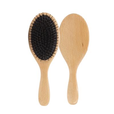 China Wholesale Natural Boar Pad Brush Cushion Pad Bamboo Biodegradable Environmentally Friendly Oval Paddle Brush Black for sale