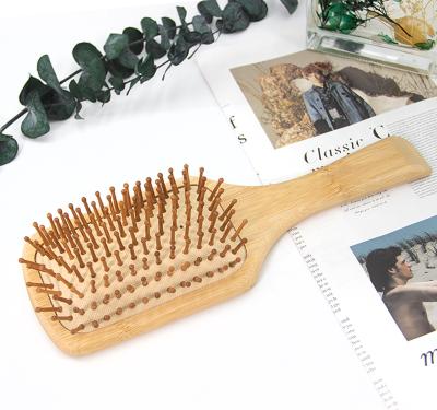 China Cushion Private Label Paddle Bamboo Hair Brush For Massaging Scalp Bamboo Straightens Detangling Hair Brush for sale