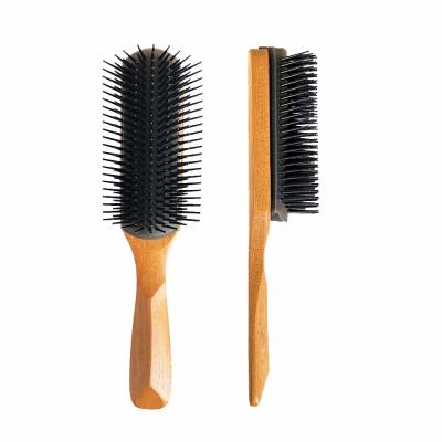 China Wholesale Professional Detachbale Hair Brush With Logo 9 Row Detangling Denman Detachable Wood Brush Customized for sale