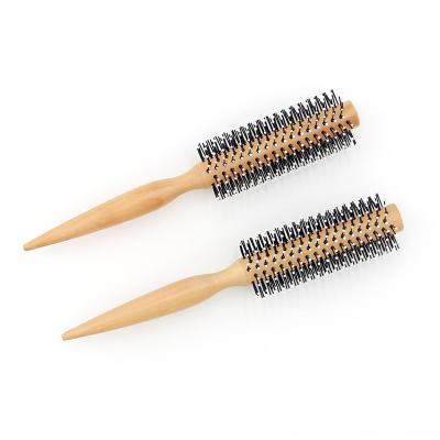 China Hot Selling Round Nylon Bristle Round Brush For Barber Shop Eco-friendly Round Hair Brushes With Wooden Handle for sale