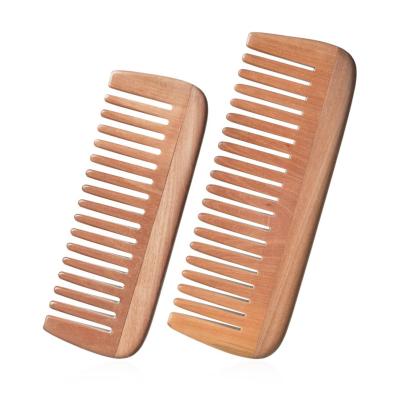 China Hot Selling Salon Detangling Hair Comb For Wet Hair Custom Logo Natural Wood Wide Tooth Hair Comb for sale