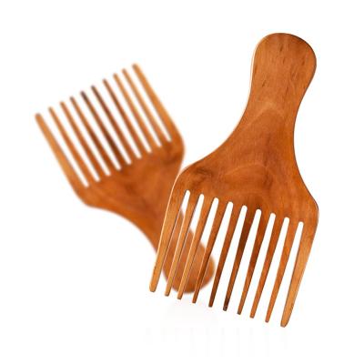 China Hot Selling Custom Natural Wooden Wide Tooth Logo Home Comb Eco-Friendly Biodegradable Afro Hair Pick Comb for sale