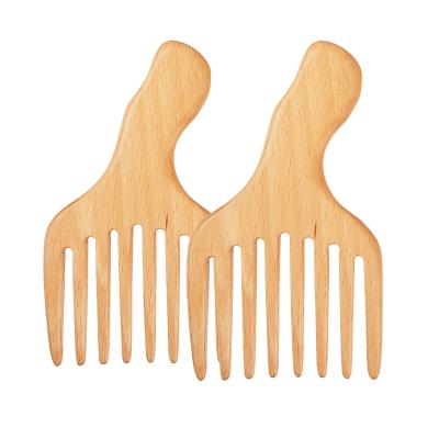 China Professional Home Barber Styling Tool Wide Tooth Natural Wooden Hair Set For Hair Styling Afro Pick Lift Comb for sale