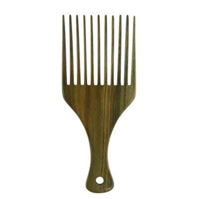 China Salon Factory Supply Eco-friendly Curly Hair Comb Detangling Afro Pick Wooden Comb With Customized Label for sale