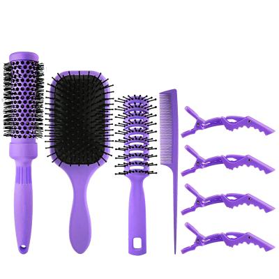 China Hair Brush and Comb Set Logo Curved Vent Brush Carbon Hair Comb Massager Hair Brush and Clip Set Custom Wholesale for sale