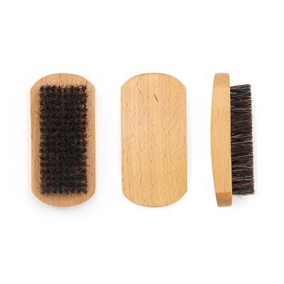 China Factory Price Anti Static Curved Wave 360 ​​Nondisposable Wooden Professional Sweep Small Size Portable Boar Hair Beard Brush For Men for sale