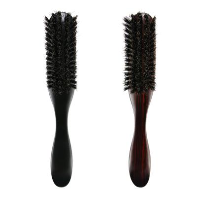 China Hot-selling Good Quality Hair Beauty Care Beard Brush Customize Logo Natural 100% Wooden Handle With Male Boar Hair Beard Brush for sale