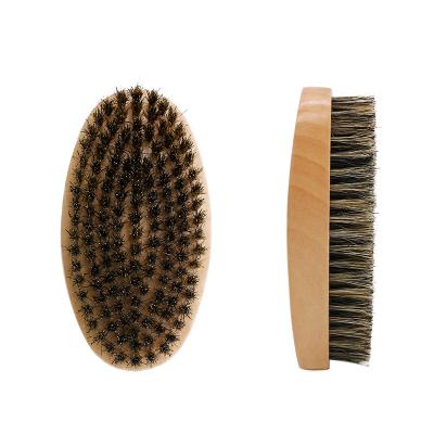 China Factory Direct Sale Cheap Oval Beard Brush With Custom Logo Solid Wood Soft Wave Boar Hair Beard Brush for sale