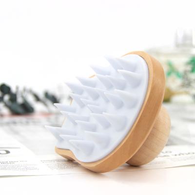 China Wooden Head Brush Silicone Bath Wood Massage Brush Long Curly Straight Fashionable Hair Shampoo Brush for sale