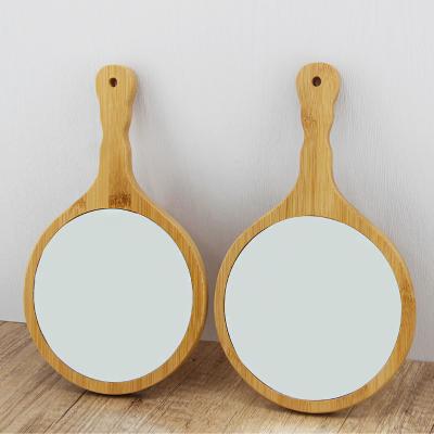 China Personalized Hot Selling Bamboo Round Makeup Mirror Eco-friendly Cosmetic Mirror Private Label Wooden Makeup Mirror for sale