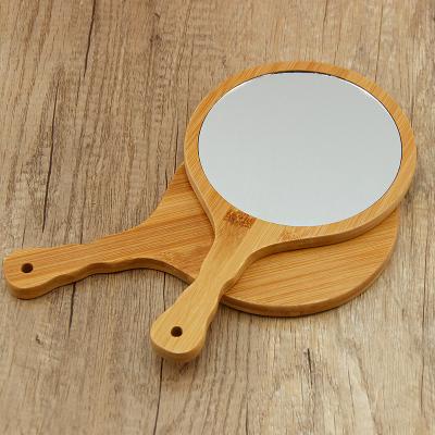 China Customized Customized Customized Modern Cosmetic Mirror Glass Makeup Mirror Round Bamboo Bamboo Mirror Wholesale for sale