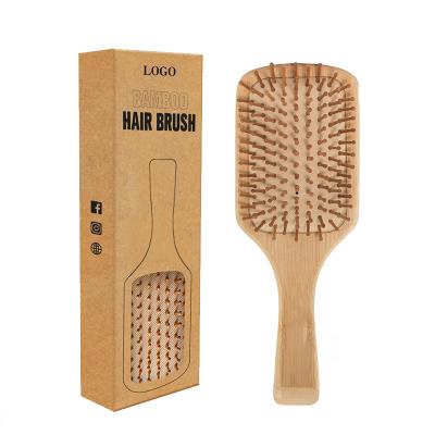 China Wholesale Hot Selling Waterproof Square Design Air Cushion Bamboo Hair Brush Paddle Brush Detangling Hair Brush for sale