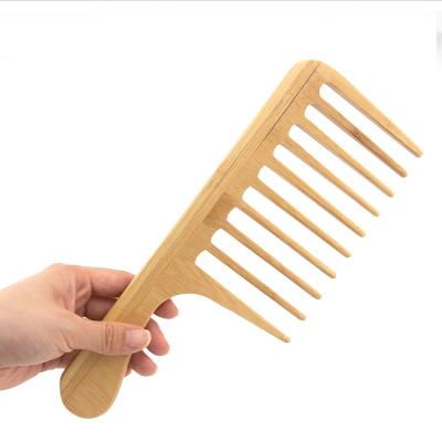 China Home Large Size Bamboo Wood Wide Tooth Comb Private Label Bamboo Hair Comb for sale