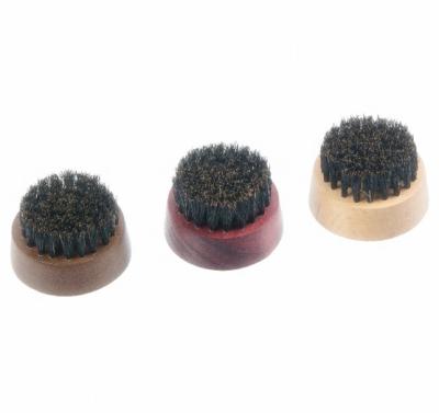 China Wave Brush Wholesale Customized Logo Portable Wooden Boar Bristle Beard Brush Round Shape Small Beard Brush for sale