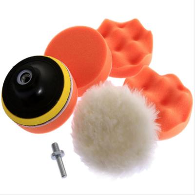 China 7 PCS Car Cleaning Beauty Waxing Wool Ball Sponge Self Adhesive Polish Pad for sale