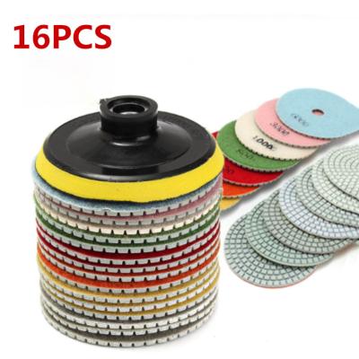 China High Efficiency 16pcs 100mm 4 Inch Marble Diamond Grinding Wheel Polishing Pad for Stone Polishing Renewal for sale