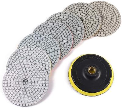 China Marble Diamond Polishing Pads Wet/Dry 3/4/5/6 Inch Pad Polish Drill M10 M14 Kit for sale