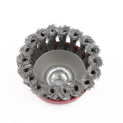 China Good reputation cleaning and deburring factory price made in china twist knot steel wire cup brush for sale