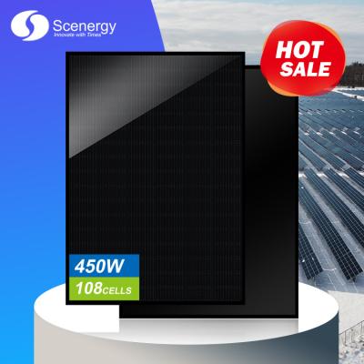 China Scenergy Best Home User Solar Panel Direct Selection Warehouse Up Full Black Solar Panel 450W Stock 182mmx91mm for sale