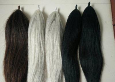 China Handmade Fake Horse Tail Extensions With Real Hair Black / White / Grey / Mixed Colors for sale