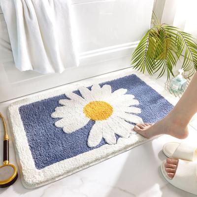 China Abstract Cute Kids Bath Mat Shower Mat Rug Colorful DAJING Washable Flower Chrysanthemum Bath Blanket for sale