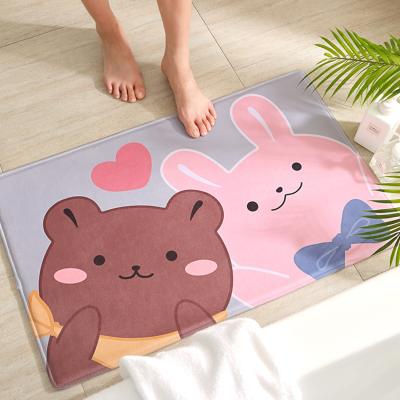 China DAJINAG Matte Digital 3D Printing Flannel Floor Bath Mat Cute Absorbent Strong Non-slip Luxurious Cartoon Non-slip for sale