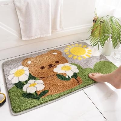 China High Fleece Washable Cute Absorbent TPR Floor Bath Mat Flower Bear DAJIANG Non-slip Bottom for sale