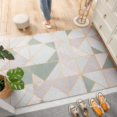 China DAJIANG Washable Green And Blue Doormats For Cloud Silk Grid Main Entrance Circle Modern Simple New Design for sale