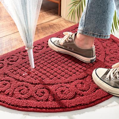 China DAJAING Semicircle Washable Polypropylene Floor Mat Red Doormats For Front Entrance for sale