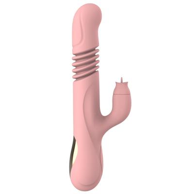 China 3 Frequency Telescopic Tongue + 7 Licking + Heating + Red Rose Vibrator For Women Waterproof Silicone Spot Heating Vagina Clitoris Massager Female Sex Toys For Women for sale