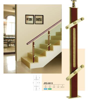 China Contemporary indoor staircase with stainless steel post and tempered glass for home for sale