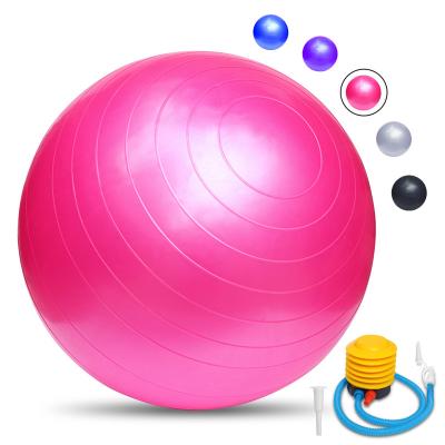 China Customized logo size gym fitness balance yoga ball anti stability 65cm yoga pilates burst PVC exercise fitness ball Anti-burst for sale