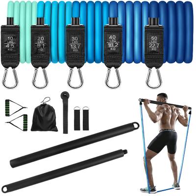 China Home Multi-Function Rubber Expander Multi-Function Rubber Exercise Home Developer Chest Bungee Pull Rope With 11Pcs Bar Fitness Resistance Tube Band Training Set /Set for sale