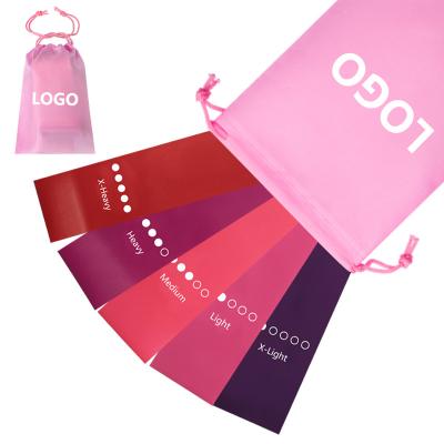 China 2021 Wholesale Gym Logo Print Latex Durable Yoga Arm Hip Resistance Band Elastic Band for sale